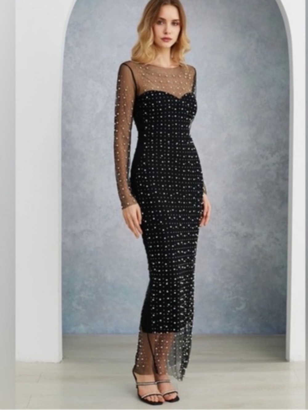 Pearl black embellished cover up NWT